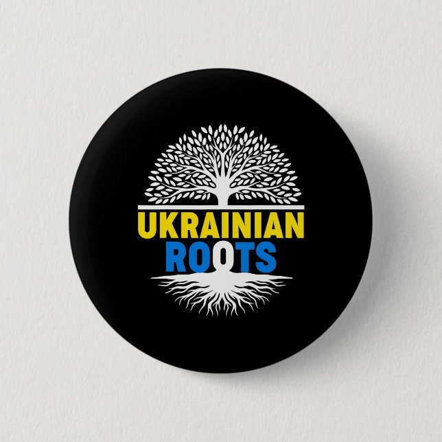 Proud Native Ukrainian Ukraine Flag Ukrainian Root 2 Inch Round Button (Front)