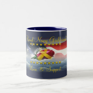 Proud Navy Girlfriend Two-Tone Coffee Mug