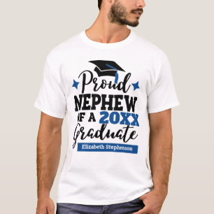 Proud nephew 2022 graduate black blue tassel name T-Shirt