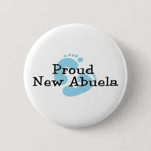 Proud New Abuela Baby Boy Footprints 2 Inch Round Button