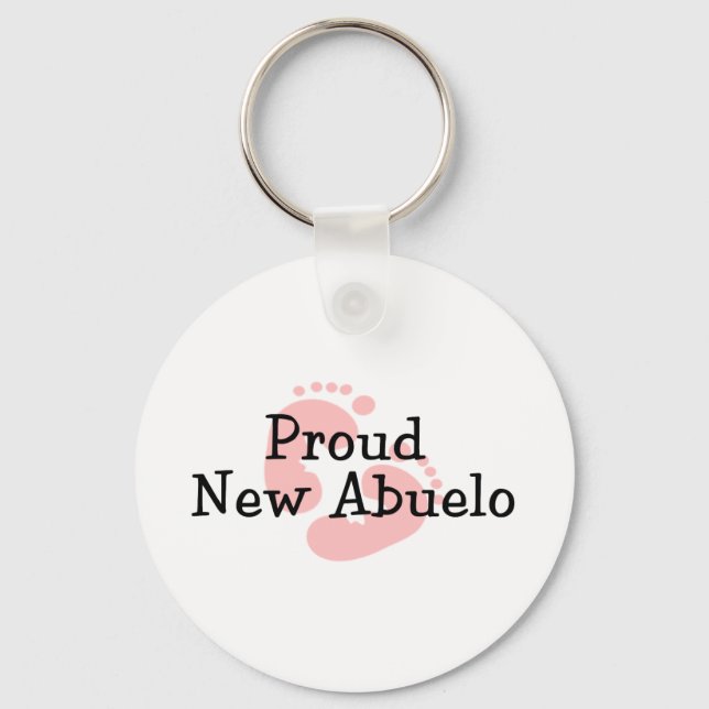 Proud New Abuelo Baby Girl Footprints Keychain (Front)