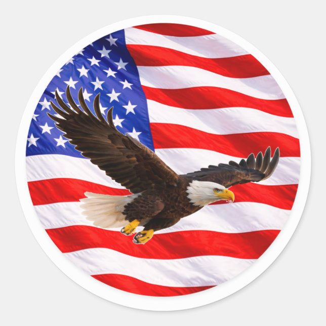 Proud New American – Bald Eagle Round Sticker (Front)