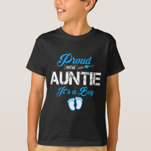 Proud New Auntie It's A Boy Gender Reveal Funny Fa T-Shirt
