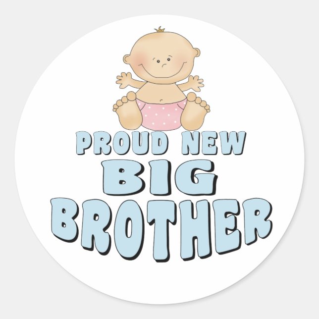 Proud New Big Brother Girl Classic Round Sticker (Front)