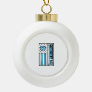 Proud New Dad Baby Feet Flag Vector Design_1 Ceramic Ball Christmas Ornament