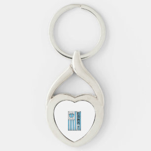 Proud New Dad Baby Feet Flag Vector Design_1 Keychain