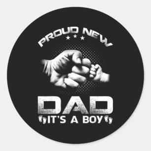 Proud New Dad It's A Boy  Classic Round Sticker
