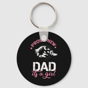 Proud New Dad It's A Girl Promoted To Daddy Tee Gi Keychain