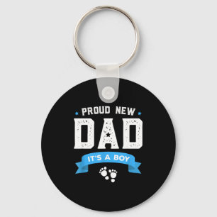 Proud New Dad Shirt Cute Its A Boy Gift Baby Fathe Keychain