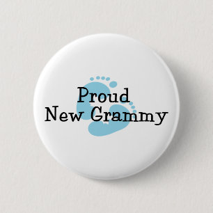 Proud New Grammy Baby Boy Footprints 2 Inch Round Button