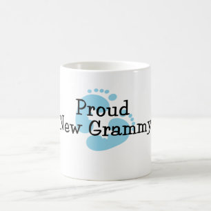 Proud New Grammy Baby Boy Footprints Coffee Mug