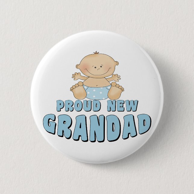 PROUD NEW Grandad Boy 2 Inch Round Button (Front)