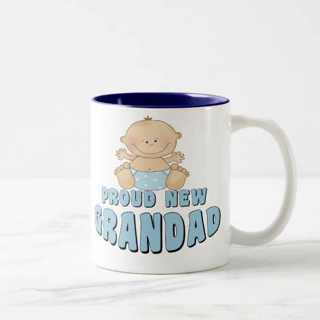 PROUD NEW Grandad Boy Two-Tone Coffee Mug (Right)
