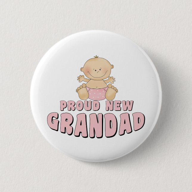PROUD NEW    Grandad Girl 2 Inch Round Button (Front)