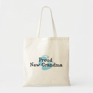 Proud New Grandma Baby Boy Footprints Tote Bag