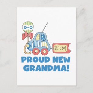 Proud New Grandma-It's a Boy Tshirts and Gifts Announcement Postcard