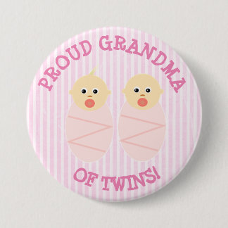 Proud New Grandma of Twins button pink