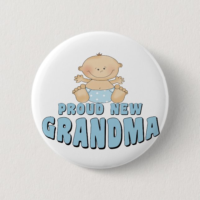 PROUD NEW Grandma T-Shirt 2 Inch Round Button (Front)