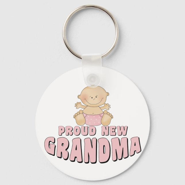 PROUD NEW Grandma T-Shirt Keychain (Front)