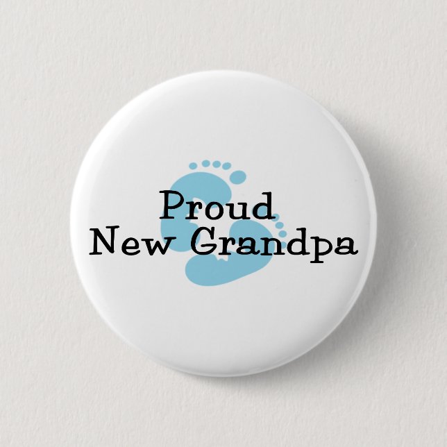 Proud New Grandpa Baby Girl Footprints 2 Inch Round Button (Front)