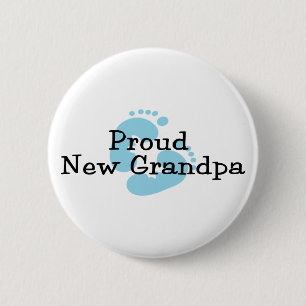 Proud New Grandpa Baby Girl Footprints 2 Inch Round Button