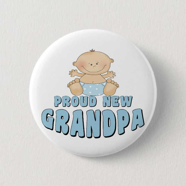 PROUD NEW Grandpa Boy 2 Inch Round Button (Front)