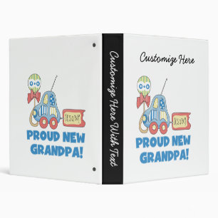 Proud New Grandpa Car It's a Boy Gifts Binder