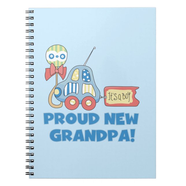Proud New Grandpa Car It's a Boy Gifts Notebook (Front)