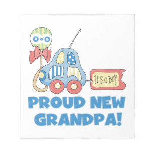 Proud New Grandpa Car It's a Boy Gifts Notepad