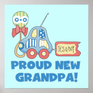 Proud New Grandpa Car It's a Boy Gifts Poster