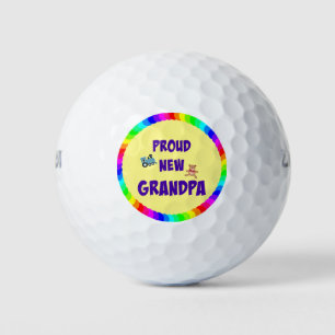 Proud New Grandpa, colourful celebratory design Golf Balls