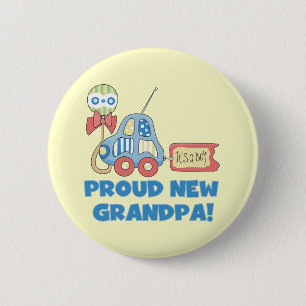 Proud New Grandpa It's a Boy TShirts and Gifts 2 Inch Round Button