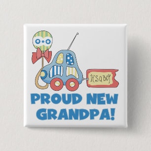 Proud New Grandpa It's a Boy TShirts and Gifts 2 Inch Square Button