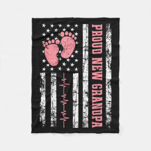 Proud New Grandpa New Girl Baby Fathers Day Fleece Blanket