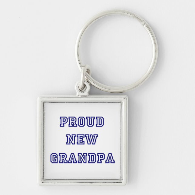 Proud New Grandpa University Text Gifts Keychain (Front)