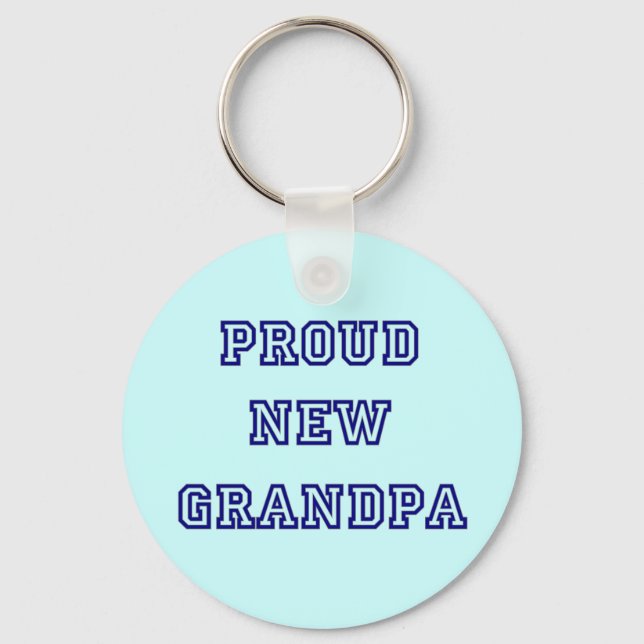 Proud New Grandpa-University Text Tshirts Keychain (Front)