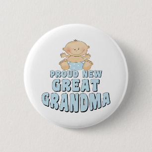 PROUD NEW Great Grandma T-Shirt 2 Inch Round Button