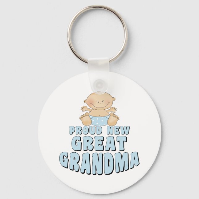 PROUD NEW Great Grandma T-Shirt Keychain (Front)