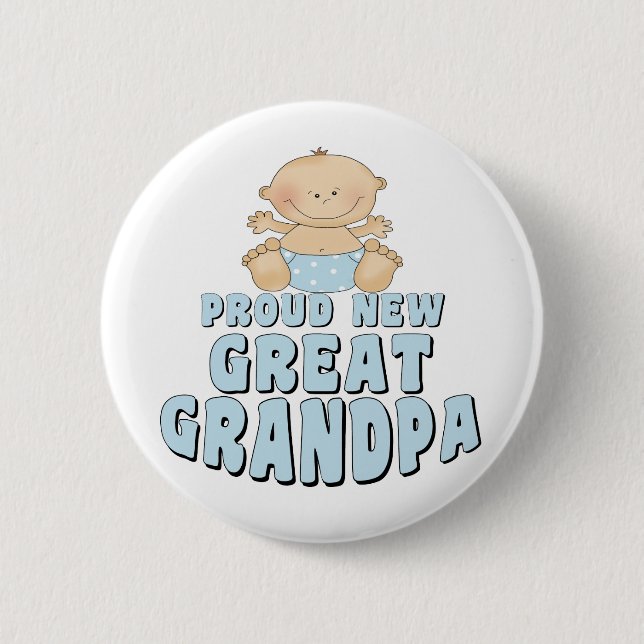 PROUD NEW Great Grandpa Boy 2 Inch Round Button (Front)
