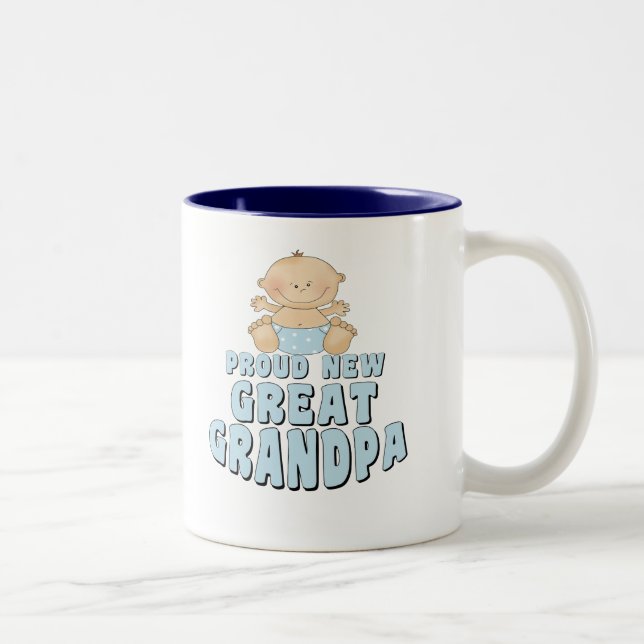 PROUD NEW Great Grandpa Boy Two-Tone Coffee Mug (Right)
