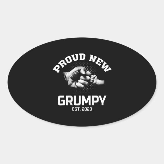 Proud New Grumpy EST 2020 Gift For Dad Grandpa Oval Sticker (Front)
