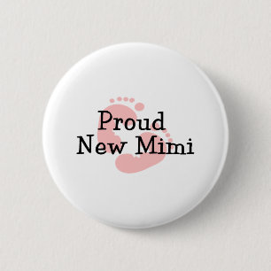 Proud New Mimi Baby Girl Footprints 2 Inch Round Button