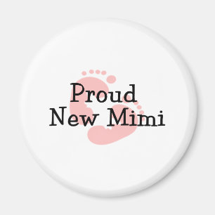 Proud New Mimi Baby Girl Footprints Magnet