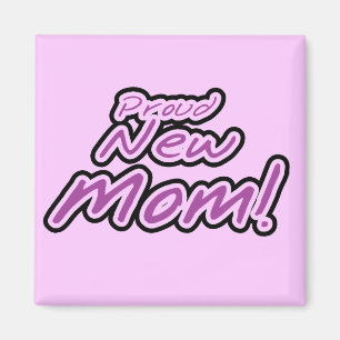 Proud New Mom Purple Text Tshirts and Gifts Magnet