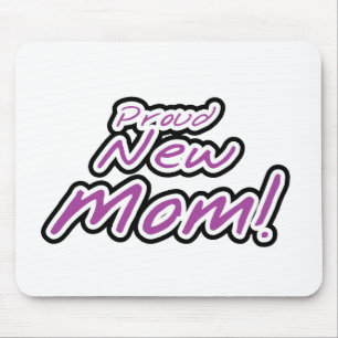 Proud New Mom Purple Text Tshirts and Gifts Mouse Pad