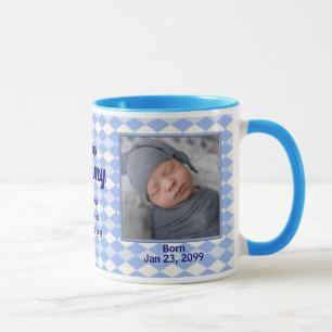 Proud New Mommy Blue Argyle Baby Photo Mug