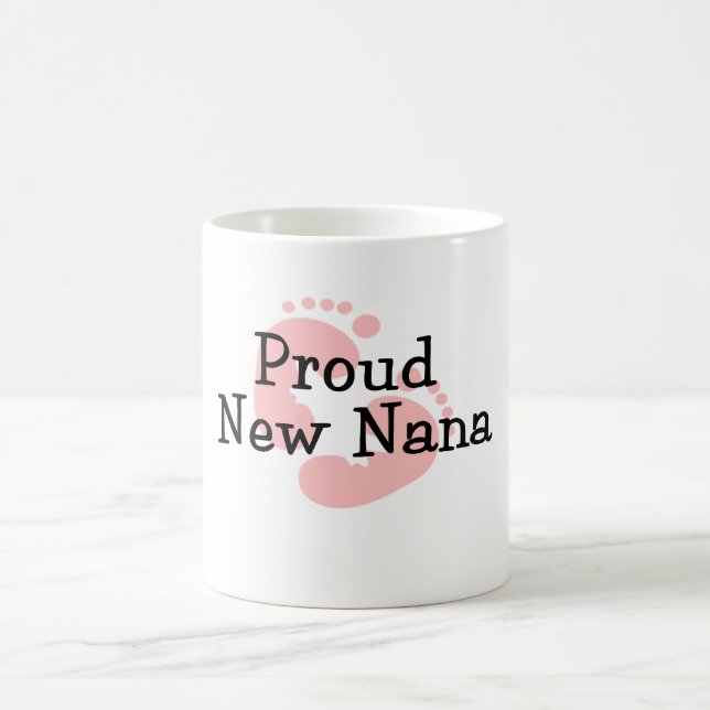 Proud New Nana Baby Girl Footprints Coffee Mug (Center)