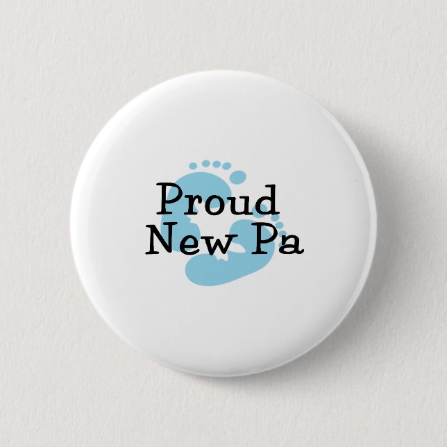 Proud New Pa Baby Boy Footprints 2 Inch Round Button (Front)