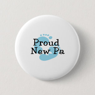 Proud New Pa Baby Boy Footprints 2 Inch Round Button