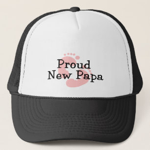 Proud New Papa Baby Girl Footprints Trucker Hat